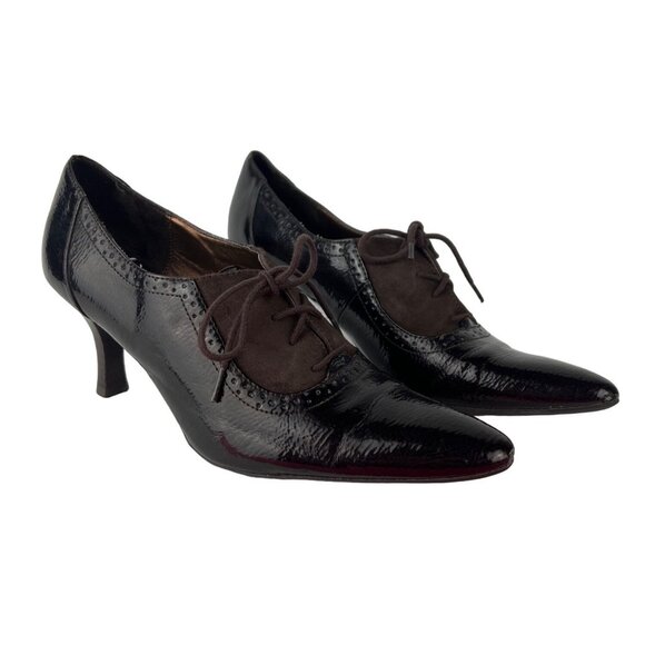 Etienne Aigner Women's Keno Brown Patent Leather Pointed Toe Heels Size 8 - Picture 1 of 7